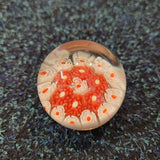 Vintage Miniature Millefiori Art Glass Paperweight Red White Flower Cane #11