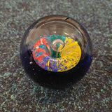 Vintage Hand Blown Art Glass Paperweight Abstract Multicolour Spiral Design Cobalt Blue Base 440g