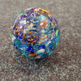 Vintage Blue Green Millefiori Scramble Art Glass Paperweight 610g #14