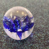 Handcrafted Blue Bloom Art Glass Paperweight #75