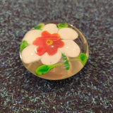 Handcrafted White & Red Floral Art Glass Paperweight #63