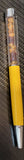 Amber Chip Ballpoint Pen Yellow Silver Tone