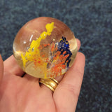 Handcrafted Multicoloured Abstract Art Glass Paperweight with Bubble Detail #66