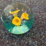 Handcrafted Green & Yellow Calla Lily Art Glass Paperweight with Controlled Bubble #54