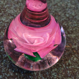 Pink Rose Art Glass Ring Holder Hand Blown Floral Jewellery Stand 570g