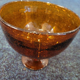 Vintage Amber Bubble Glass Pedestal Bowl Erik Hoglund Kosta Boda Style