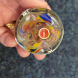 Vintage Indian Art Glass Paperweight Multicolour Scramble Swirl India #30