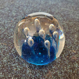 Large Cobalt Blue Art Glass Paperweight Clear Teardrop Bubble Design 1.155kg #116