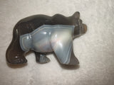 Natural Banded Agate Carved Bear Statue 262g Grey Agate Animal Crystal Figurine