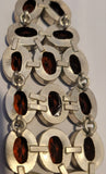 Vintage 925 Stamped Garnet Multi-Link Statement Bracelet