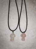 Rose Quartz Mushroom Pendant Necklace Natural Pink Gemstone Crystal Jewellery #47