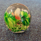 Orange Floral Handcrafted Art Glass Paperweight #41