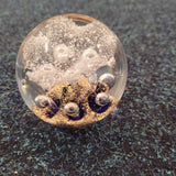 Glass Art Paperweight #26 | Handcrafted Art Glass Paperweight | Gold & Frosted Abstract Design