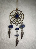 Lapis Lazuli Gemstone Dreamcatcher Necklace | Angel Wing Crystal Pendant