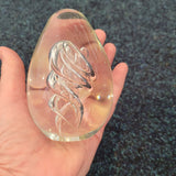 Handcrafted Clear Art Glass Egg Paperweight | Twisted Spiral Design #3 | 545g
