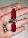 Vintage Red Faceted Drop Earrings with Silver-Tone Settings