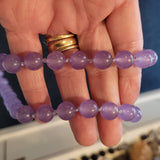 Natural Lavender Jade Beaded Necklace Hand Knotted Crystal Gemstone Silver Tone Clasp