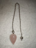 Rose Quartz Teardrop Gemstone Dowsing Pendulum with Silver Tone Chain