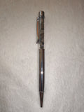 Indian Agate Gemstone Chip Ballpoint Pen Silver Tone Black Ink