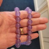 Natural Lavender Jade Beaded Necklace Hand Knotted Crystal Gemstone Silver Tone Clasp