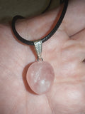Rose Quartz Freeform Pendant Necklace on Olive Gold Cord Natural Gemstone #51