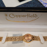 Vintage Copperfield Ladies Gold Tone Peach Dial Quartz Bracelet Watch Boxed NOS #9