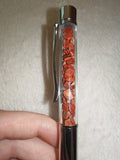 Red Jasper Gemstone Chip Ballpoint Pen Silver Tone Black Ink