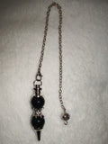 Black Obsidian Gemstone Dowsing Pendulum with Silver Tone Chain