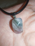 Natural Banded Amethyst Gemstone Pendant Necklace on Black Cord #57