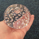 Clear Controlled Bubble Art Glass Paperweight | Handcrafted Glass Sphere | 930g | #20