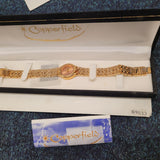 Vintage Copperfield Ladies Gold Tone Peach Dial Quartz Bracelet Watch Boxed NOS #9