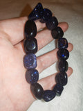 Blue Goldstone Freeform Nugget Bracelet Sparkling Stretch Crystal Bracelet