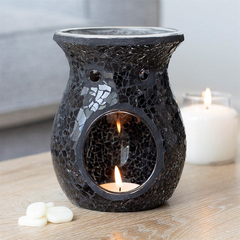 Large black crackle glass burner