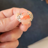 Peach Agate Statement Ring - Size 17 - Ring #1