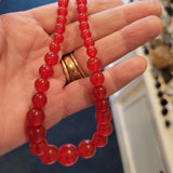 Graduated Dyed Red Agate Beaded Necklace Natural Gemstone Round Beads