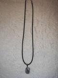 Natural Banded Amethyst Gemstone Pendant Necklace on Black Cord #57