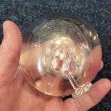 Clear Glass Apple Paperweight with Pink Inclusions