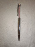 Rose Quartz Gemstone Chip Ballpoint Pen Silver Tone Black Ink