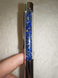 Lapis Lazuli Gemstone Chip Ballpoint Pen Silver Tone Black Ink