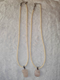 Rose Quartz Freeform Pendant Necklace on Cream Cord Natural Gemstone #52