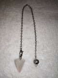 Rose Quartz Cone Gemstone Dowsing Pendulum with Silver Tone Chain
