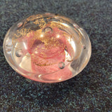 Pink & Gold Art Glass Mushroom Paperweight
