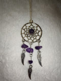 Amethyst Gemstone Dreamcatcher Necklace | Angel Wing Crystal Pendant