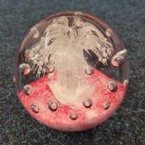 Large Pink/ White Hand-Blown Art Glass Paperweight #39