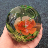 Orange Floral Handcrafted Art Glass Paperweight #41