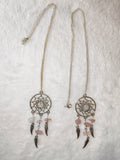Rose Quartz Gemstone Dreamcatcher Necklace | Angel Wing Crystal Pendant