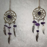 Amethyst Gemstone Dreamcatcher Necklace | Angel Wing Crystal Pendant