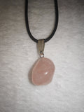 Rose Quartz Tumbled Pendant Necklace with Decorative Bail Natural Gemstone #50