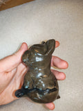 UV Reactive Volcano Agate French Bulldog Carving (repaired damage)