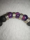 Pisces Zodiac Lava Stone Bracelet with Purple Dyed Agate Accent Beads